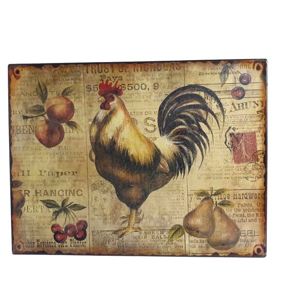 Vintage Rooster Decor Metal Wall Art Sign 14" Chicken Farmhouse Country Rustic - Picture 3 of 3